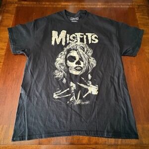 Misfits Skull Girl Graphic Band T-Shirt Black Horror Punk Rock Tee Official XL